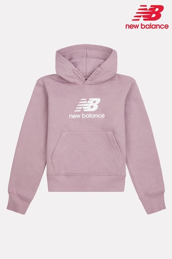 New Balance Red Girls Brush Back Stacked Logo Hoodie (AD2024) | £45 - £54