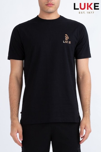 Luke 1977 Back The Winner Nectarine 100% Cotton Black T-Shirt (AD2327) | £35