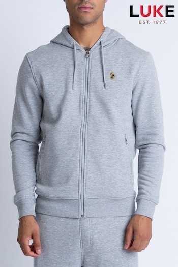 Luke 1977 Grey Berlin 1000 Mid Marle Zip Hoodie (AD2359) | £80