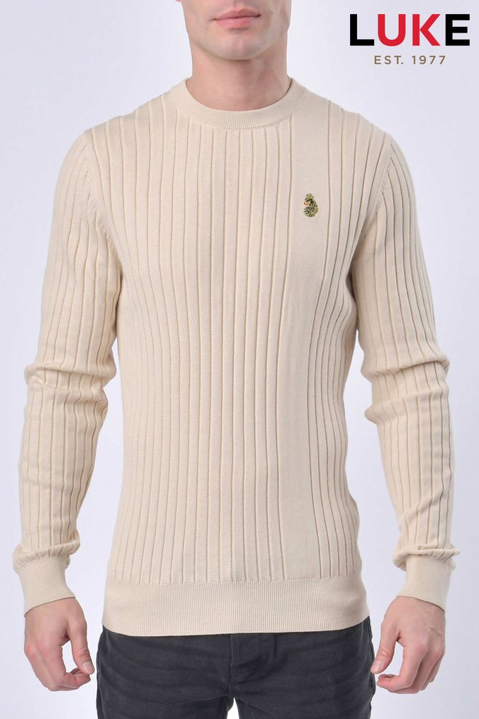 Buy Men s Luke 1977 Natural Jumpers Regular Knitwear Online FitminShops