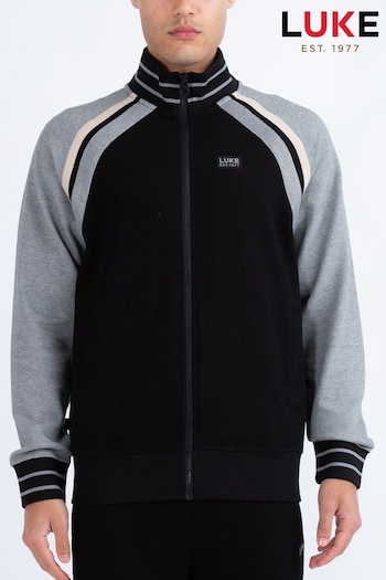 Luke 1977 Malone Zip Through Black Sweat Top (AD2431) | £95