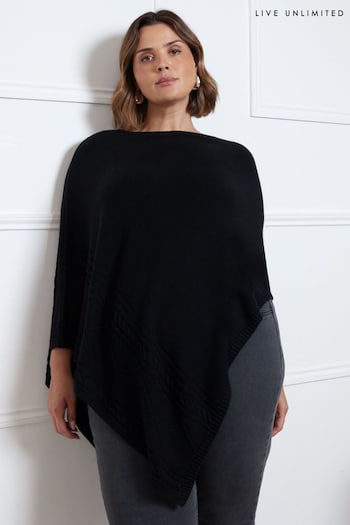 Live Unlimited Black Button Detail Poncho (AD2452) | £69