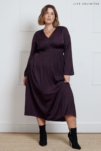 Live Unlimited Aubergine Pleated Midi Dress (AD2460) | £99