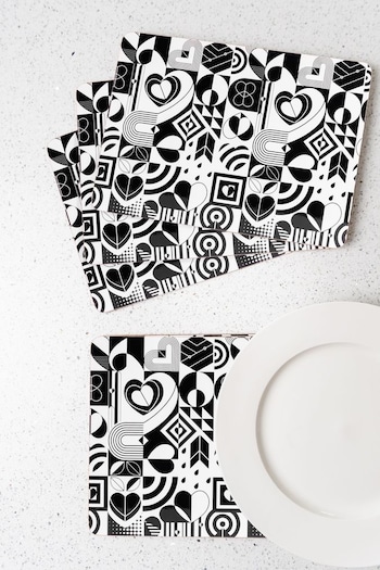 Navigate Set of 4 Black Monochrome Placemats In A Gift Box (AD2461) | £25