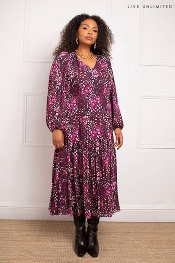 Live Unlimited Pink Abstract Print Midaxi Dress (AD2489) | £99