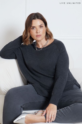 Live Unlimited Grey Scoop Neck Jumper (AD2490) | £69