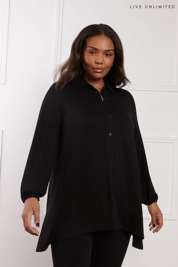 Live Unlimited Black Curve Petites Jersey Hanky Hem Shirt (AD2499) | £45