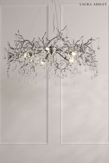 Laura Ashley Pewter Willow Crystal Ceiling Light (AD2675) | £475