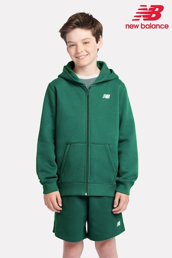 New Balance Green Boys Brush Back Small Logo Zip Hoodie (AD2712) | £50 - £60