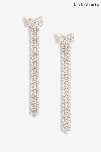 Jon Richard Silver Tone Crystal Bow Earrings (AD2874) | £20