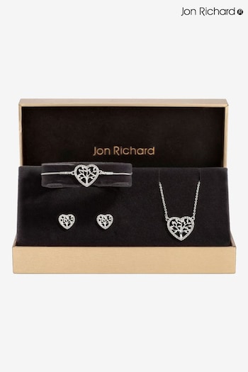 Jon Richard Silver Tone Crystal Heart Tree Of Love Set - Gift Boxed (AD2886) | £25