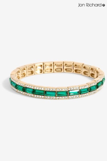 Jon Richard Gold Tone Emerald Baguette Stretch Bracelet (AD2889) | £20