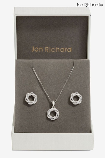 Jon Richard Silver Tone Cubic Zirconia Open Twist Box Set - Gift Boxed (AD2930) | £25