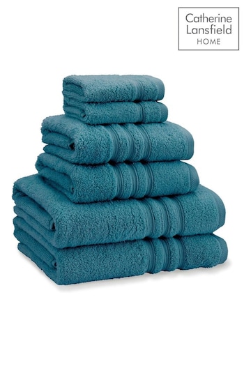 Catherine Lansfield Teal Blue Zero Twist Cotton 6 Piece Towel Bale Set (AD3041) | £26