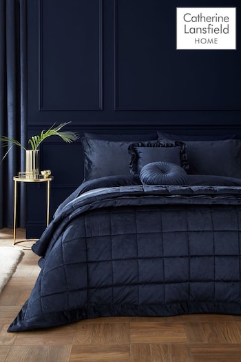 Catherine Lansfield Navy Blue Kingsley So Soft Matt Velvet Duvet Cover Set (AD3095) | £20 - £40