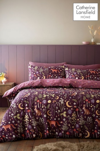 Catherine Lansfield Plum Enchanted Twilight Animals Duvet Cover Set (AD3333) | £16 - £25