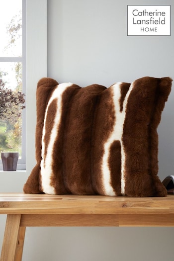 Catherine Lansfield Chocolate Flint Soft and Cosy Faux Fur Cushion (AD3337) | £16