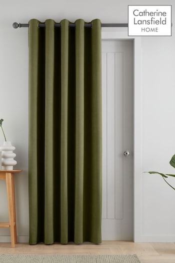 Catherine Lansfield Olive Green Wilson Thermal Fleece Lined Door Curtain Panel (AD3385) | £25 - £35