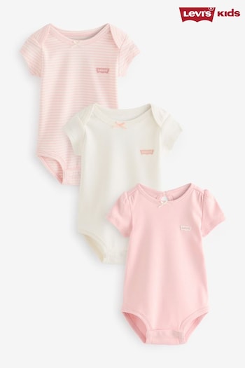 Levi's® Pink 100% Cotton Bodysuits 3 Pack (AD3582) | £30