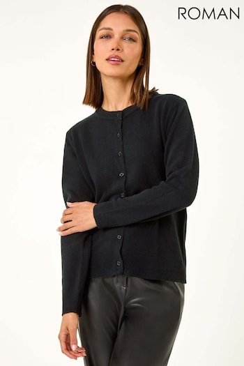 Roman Black Soft Knit Button Crew Neck Cardigan (AD3610) | £32