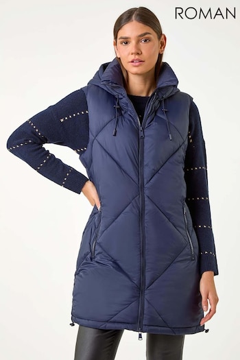 Roman Blue Padded Longline Hooded Gilet (AD3680) | £55