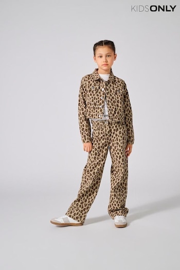 ONLY KIDS Wide Leg Leopard Print Animal Jeans (AD3799) | £0