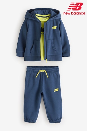 New Balance Blue Baby Boys Brush Back 3 Piece Tracksuit Set (AD3875) | £70