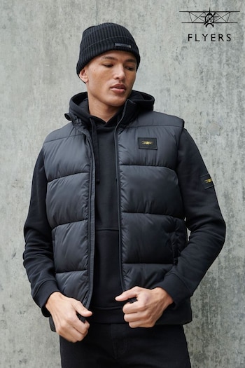 Flyers Mens Wide Baffle Black Gilet (AD4381) | £85