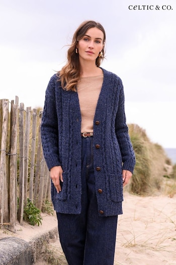 Celtic & Co. Blue Cable Boyfriend Cardigan (AD4588) | £145