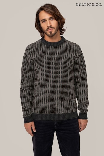 Celtic & Co. Mens Grey Contrast Textured Stitch Detail Jumper (AD4601) | £129