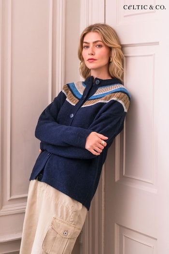 Celtic & Co. Blue Shetland Statement Yoke Cardigan (AD4614) | £129