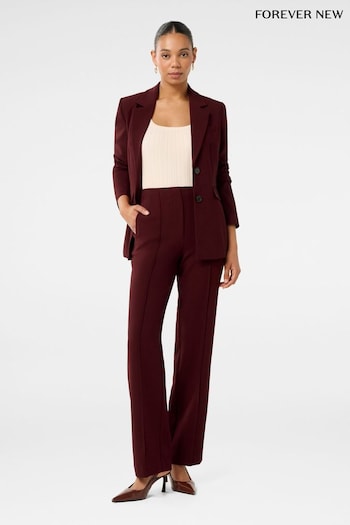 Forever New Red Zali Pintuck Straight Leg Trousers (AD4684) | £60