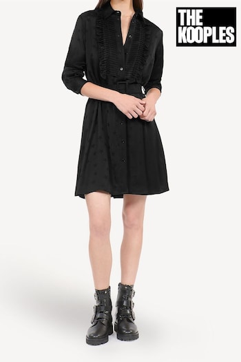 The Kooples Black Neck Tie Mini Shirt Dress (AD4986) | £325