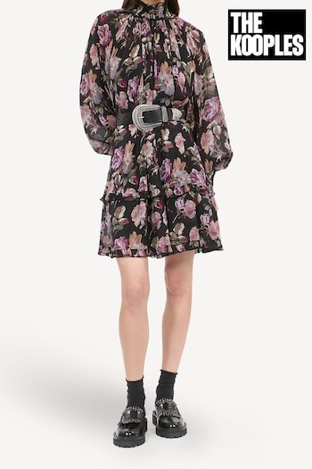 The Kooples Black Silk Print Mini Dress (AD4987) | £425