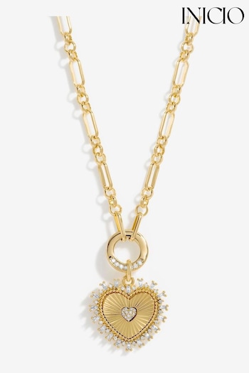 Inicio Gold Plated Heart Chain Necklace - Gift Pouch (AD5152) | £30