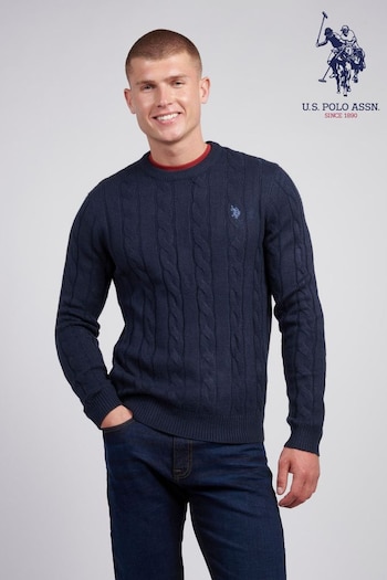 U.S. Polo Assn. Mens Cable Knit Crew Neck Polo Shirt (AD5193) | £65