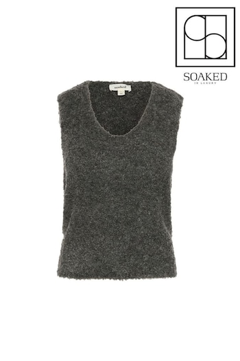 Soaked in Luxury Grey Slvenessa V-Neck Fluffy Knit Waistcoat (AD5235) | £60