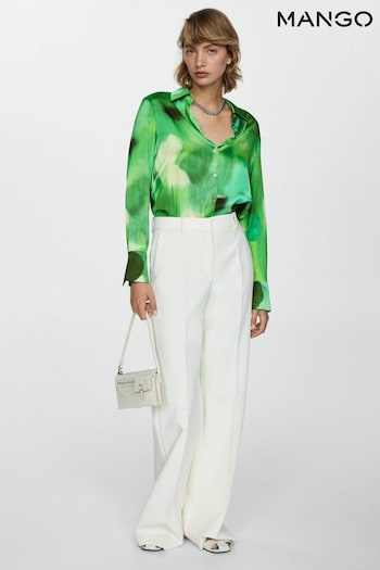 Mango Green Satin Print Shirt (AD5351) | £36