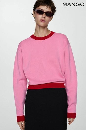 Mango Pink Colour Block Knitted Jumper (AD5364) | £46