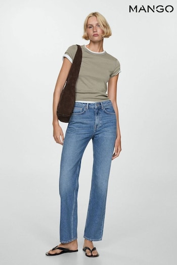 Mango Blue Matilda Mid Rise Straight Leg Jeans (AD5393) | £40