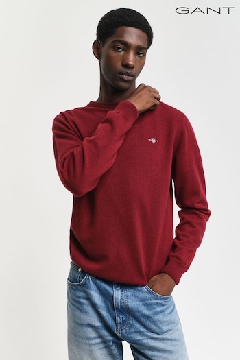 GANT Red Superfine Lambswool Crew Neck Sweater (AD5445) | £0