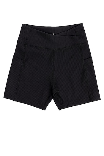 Danskin Ribbed High Waist V-Shape Waistband Black Shorts (AD5498) | £30