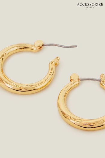 Accessorize Gold Tone 14ct Twist Hoop Earrings (AD5744) | £16