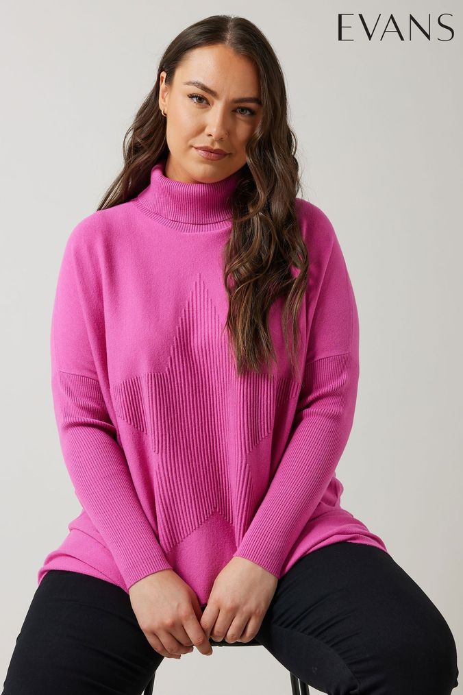 Pink oversized roll neck jumper hotsell