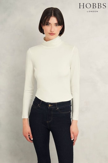 Hobbs White Mischa Roll Neck Top (AD6313) | £39