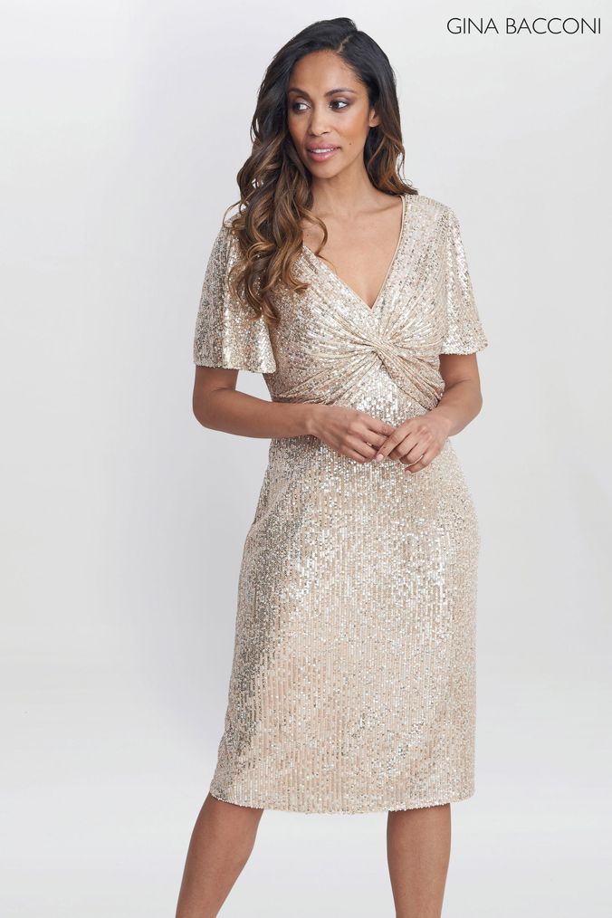 Gina bacconi gold dress cheap