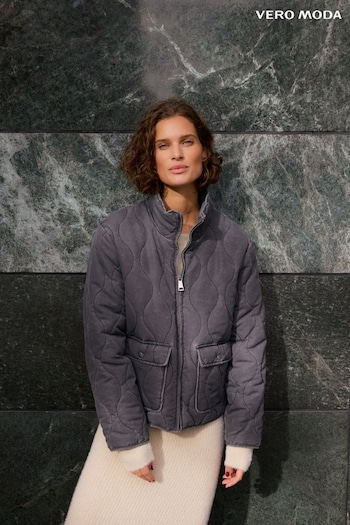 VERO MODA Grey Quilted Short Jacket (AD7222) | £55