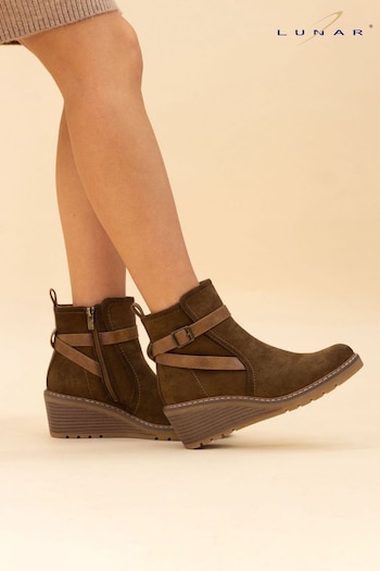 Lunar Sumi Brown Wedge Ankle boots alternated (AD7301) | £55