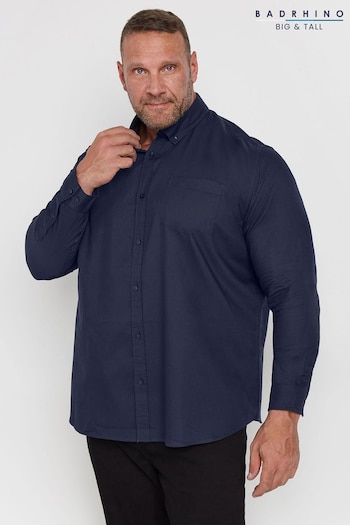 BadRhino Big & Tall Blue Navy Long Sleeve Oxford Shirt (AD7405) | £32