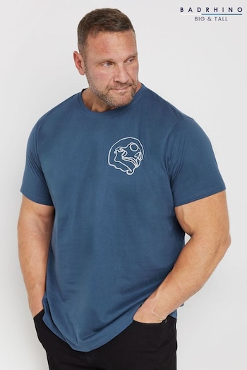 BadRhino Big & Tall Blue 100% Cotton Front Back Skull T-Shirt (AD7412) | £19